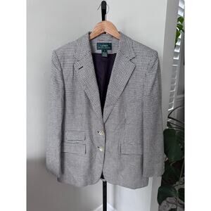 Lauren Ralph Lauren Black and White Houndstooth Blazer